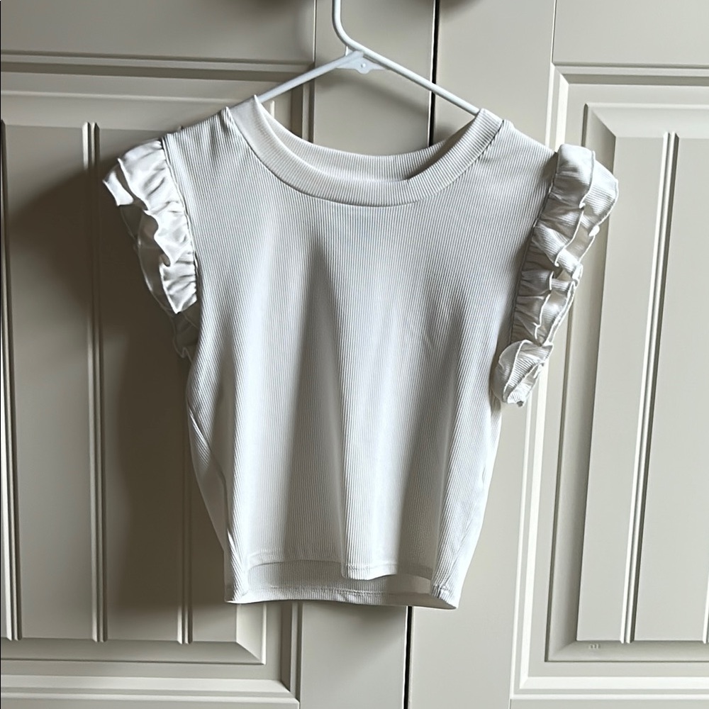 White Ruffle Sleeve Top